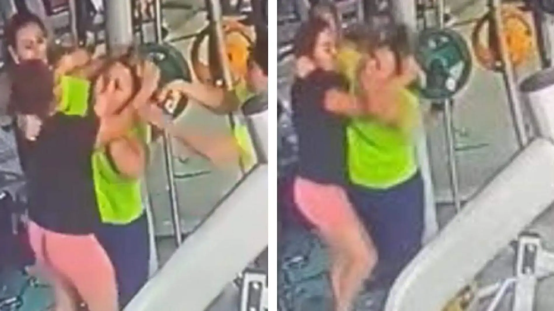 Mujeres se pelean en el gimnasio por un aparato de pesas